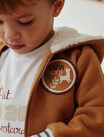 Sweat à capuche zippé enfant en molleton lamascotte
