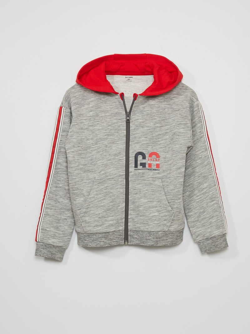 Sweat à capuche zippé Gris - Kiabi
