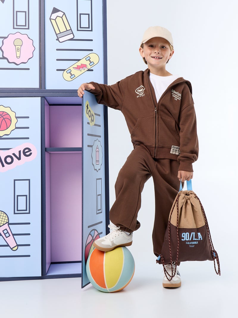 Sweat à capuche zippé Marron - Kiabi