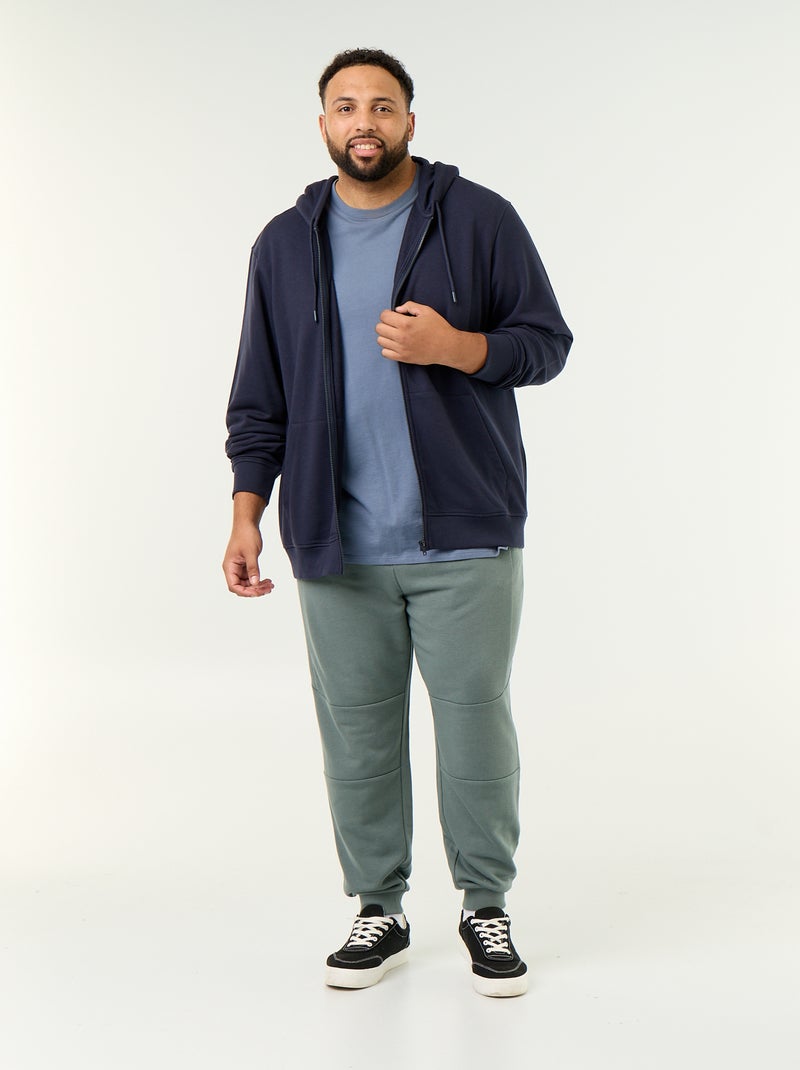 Sweat à capuche zippé uni Bleu - Kiabi