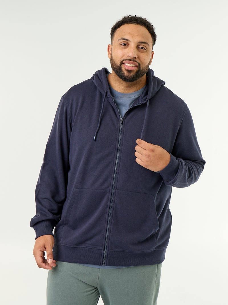 Sweat à capuche zippé uni Bleu - Kiabi