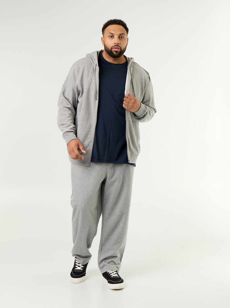 Sweat à capuche zippé uni Gris - Kiabi