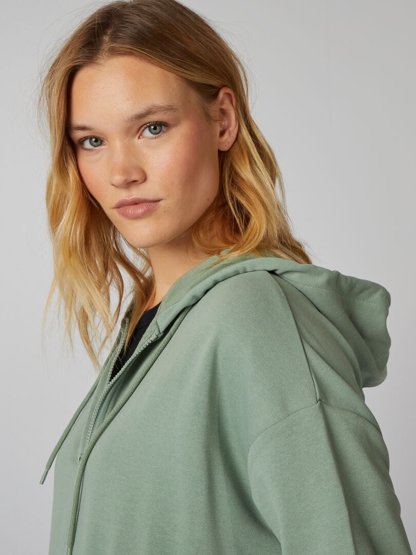 Sweat à capuche zippé - Vert - Kiabi - 20.00€