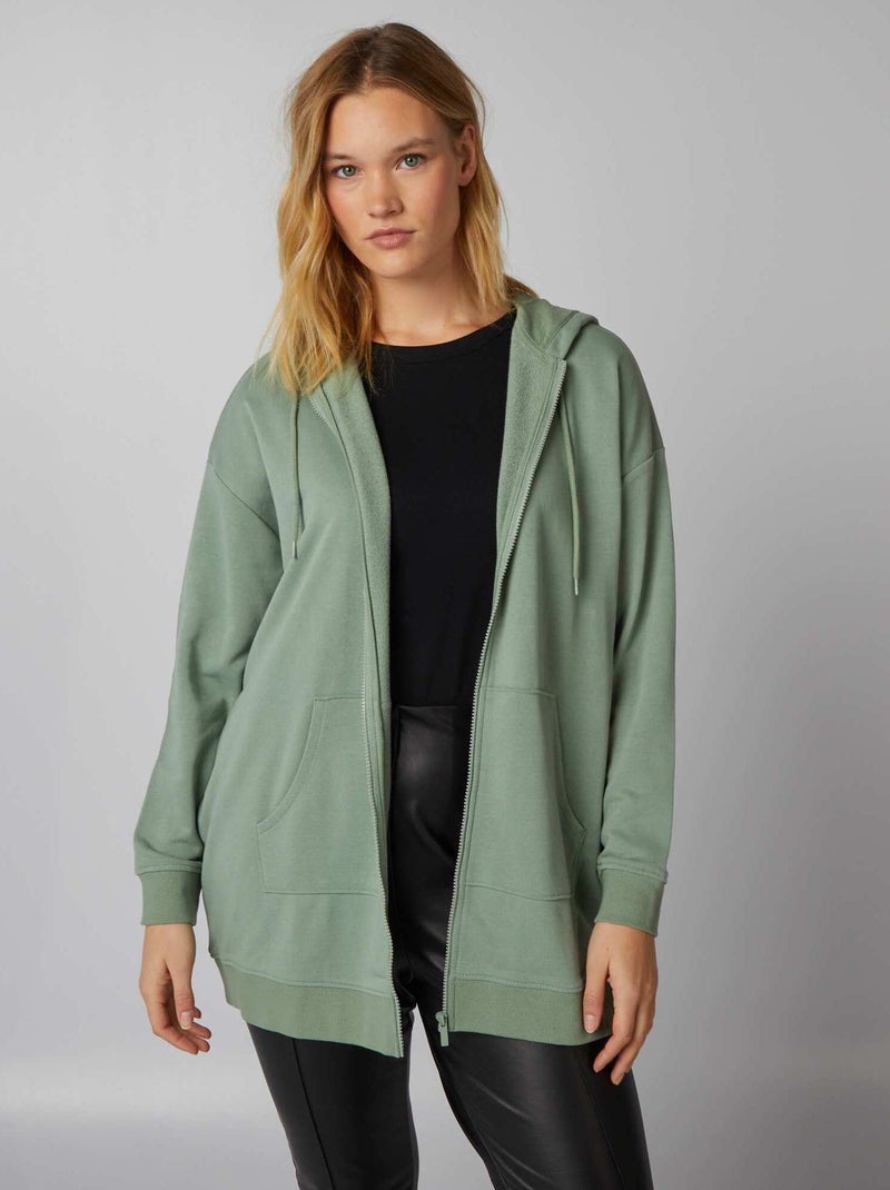 Sweat à Capuche Zippé Femme – Coupe Oversize Légère – Avec Poche – Style Décontracté Pour Automne