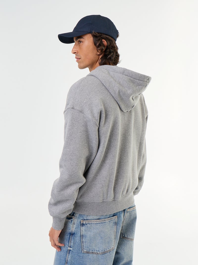 sweat à capuche zippée uni Gris - Kiabi
