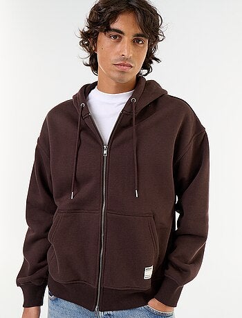sweat à capuche zippée uni