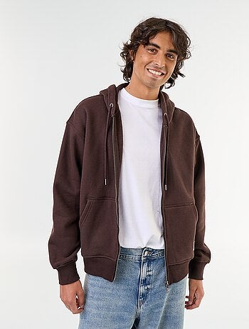 sweat à capuche zippée uni