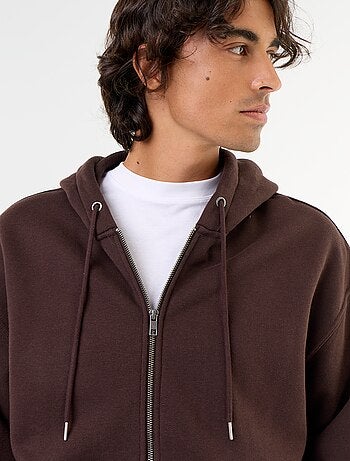 sweat à capuche zippée uni