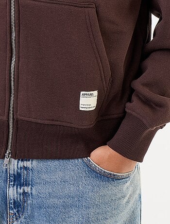 sweat à capuche zippée uni