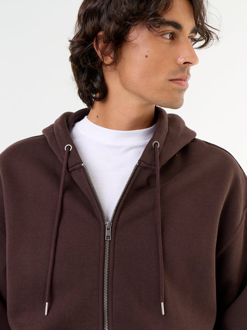 sweat à capuche zippée uni Marron - Kiabi
