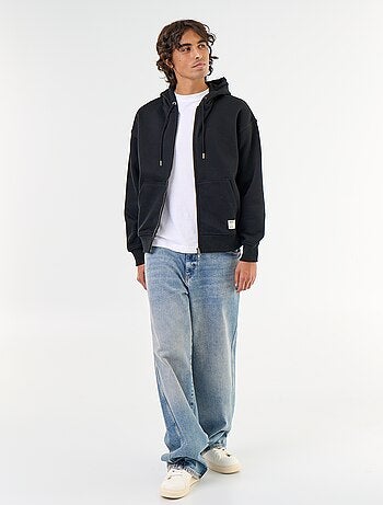 sweat à capuche zippée uni