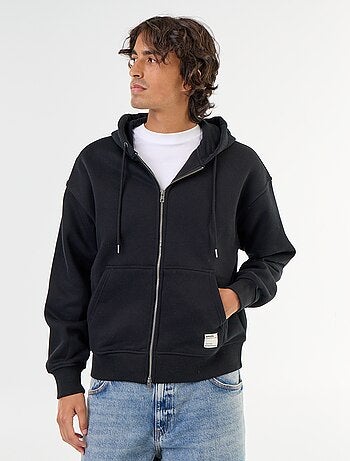 sweat à capuche zippée uni