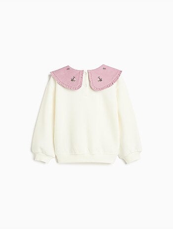 Sweat à capuchon avec col brodé, mo fashion