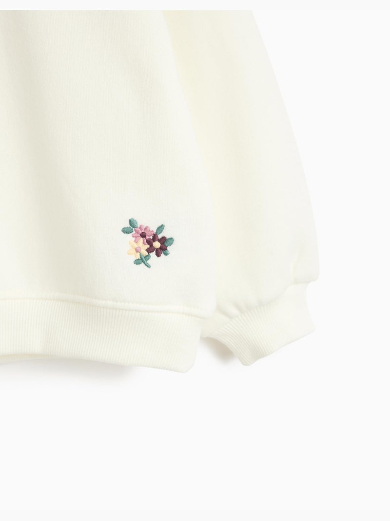 Sweat à capuchon avec col brodé, mo fashion Blanc - Kiabi