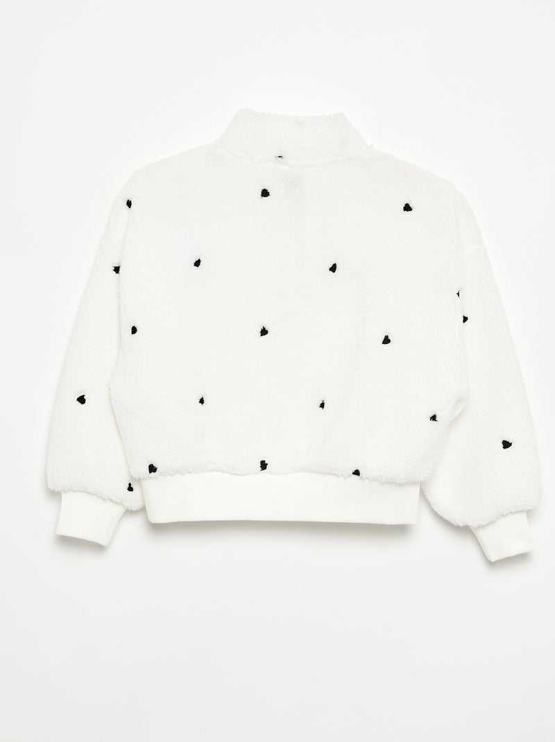 Sweat à col montant en matière moutonnée Blanc - Kiabi