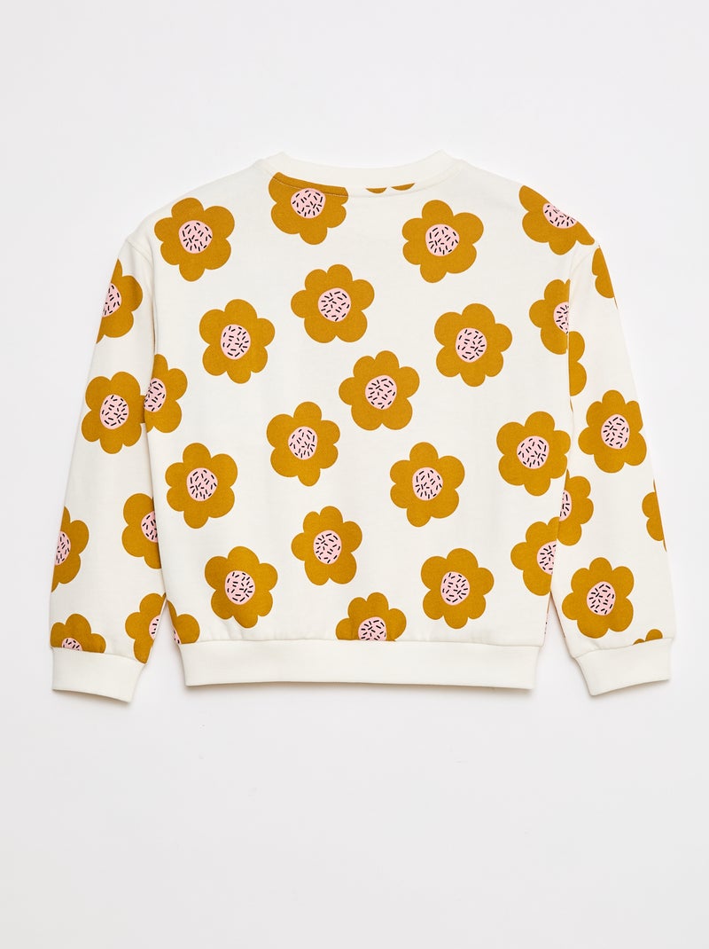 Sweat à col rond - Grafik Edition Blanc/jaune - Kiabi