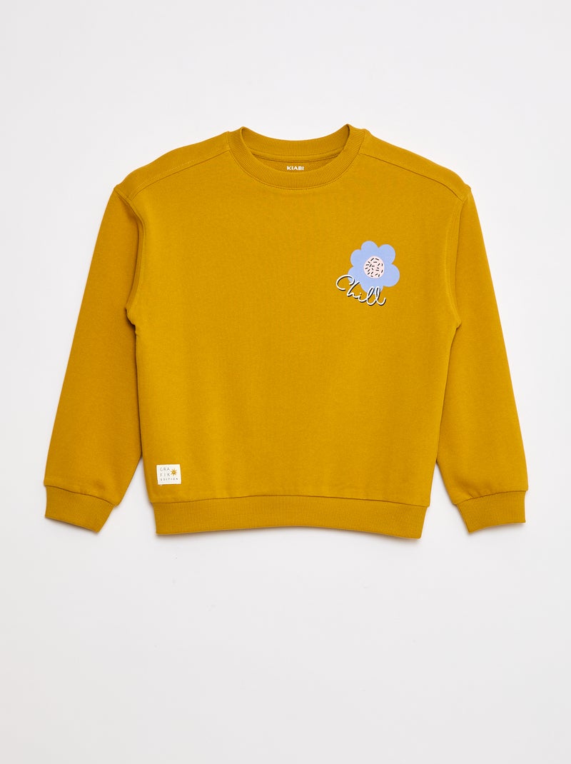 Sweat à col rond - Grafik Edition Jaune - Kiabi