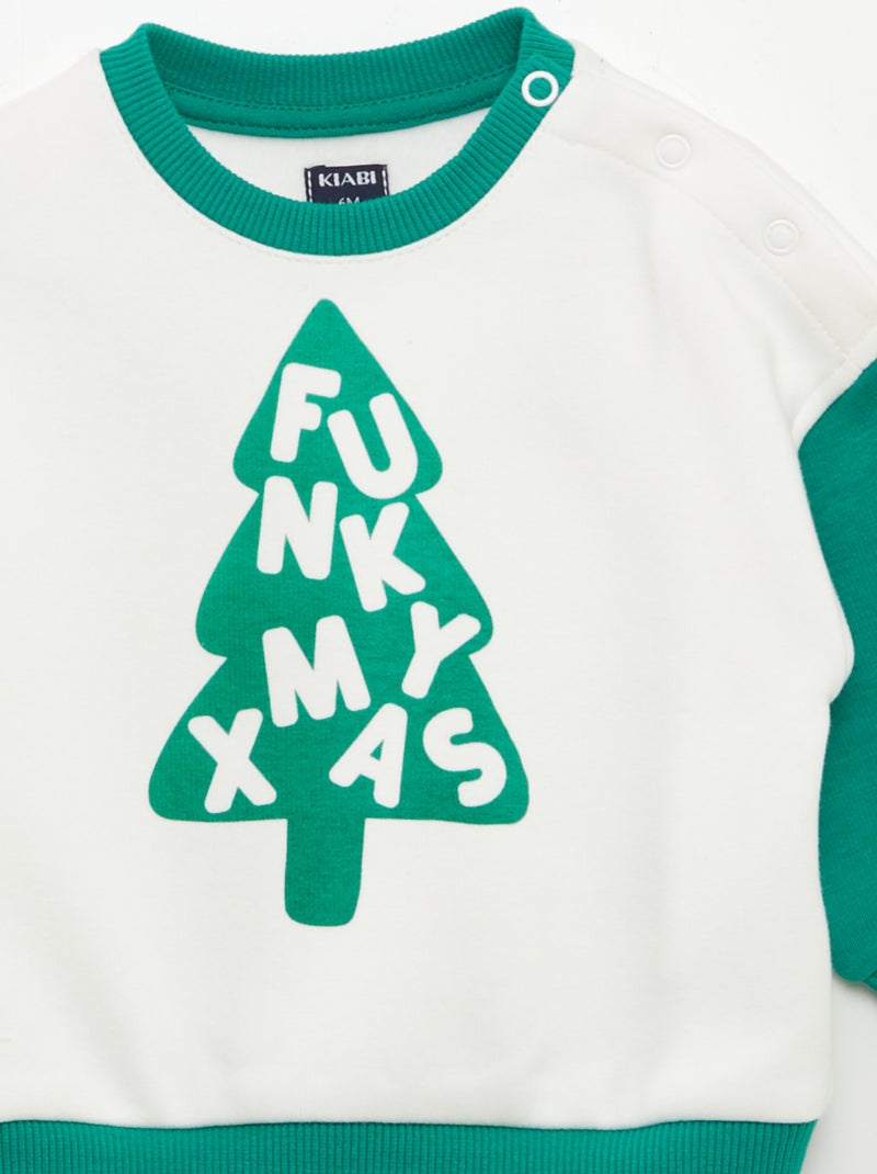 Sweat à col rond - Grafik Edition Vert - Kiabi