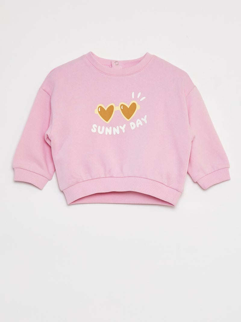 Sweat à col rond avec print ROSE - Kiabi