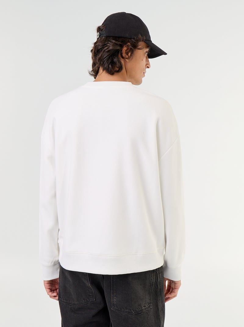 Sweat à col rond en maille piquée Blanc - Kiabi