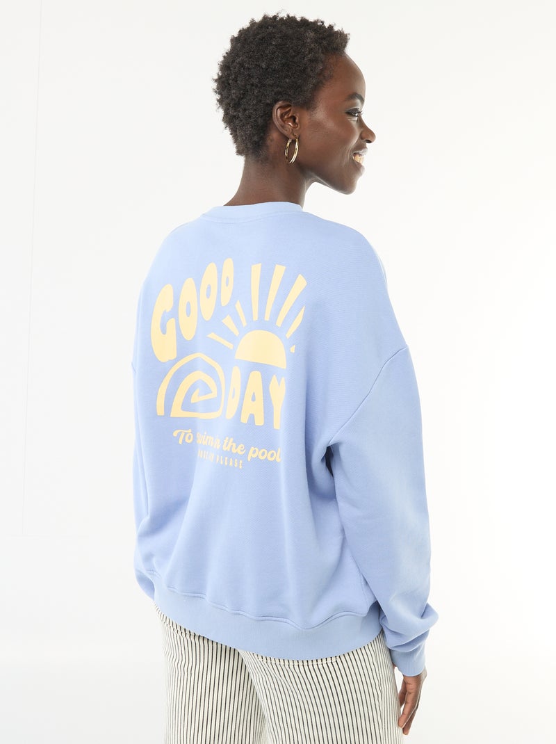 Sweat à col rond fantaisie Bleu - Kiabi