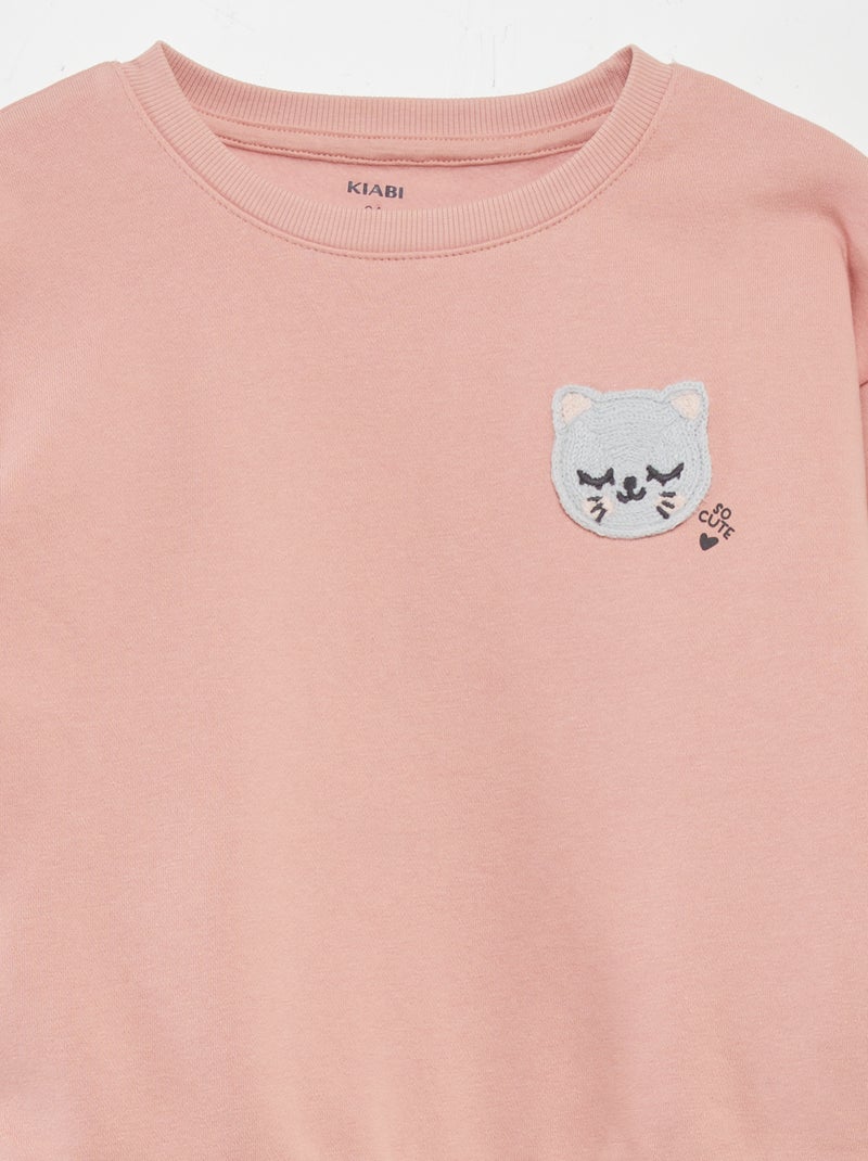 Sweat à col rond fantaisie Rose - Kiabi