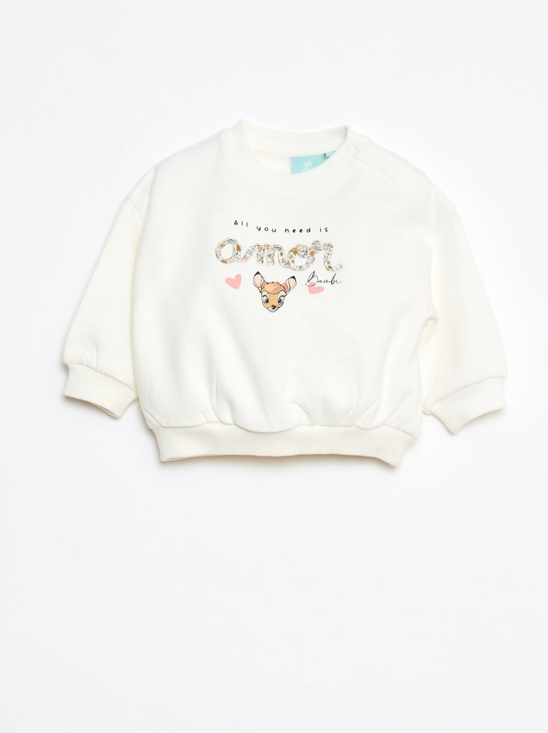 Sweat à col rond imprimé 'Bambi' 'Disney' Blanc - Kiabi
