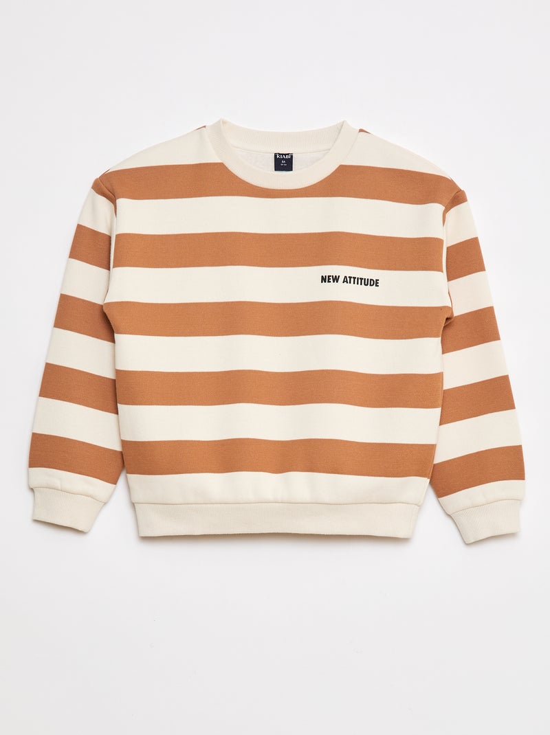 Sweat à col rond imprimé Beige - Kiabi