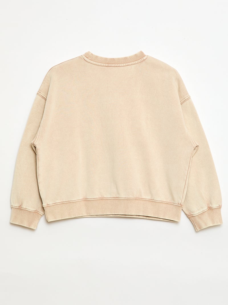 Sweat à col rond imprimé Beige - Kiabi