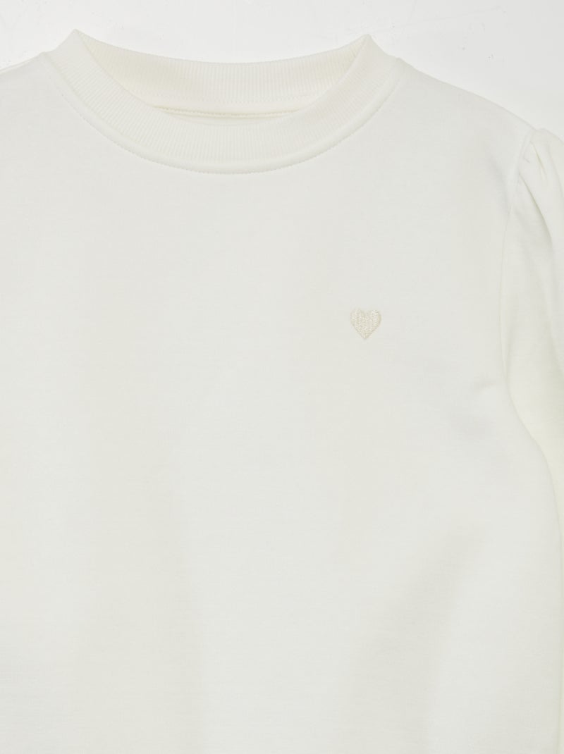 Sweat à col rond molletonné Blanc - Kiabi