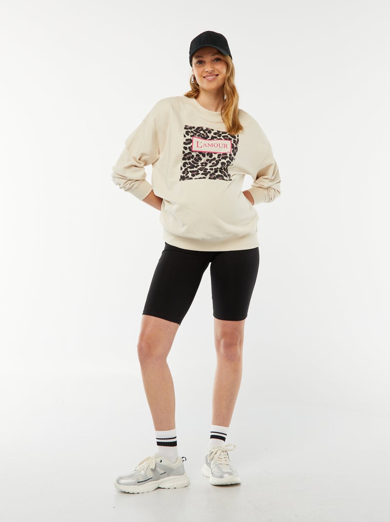 Sweat à col rond motif léopard 'Only Maternity' BEIGE - Kiabi