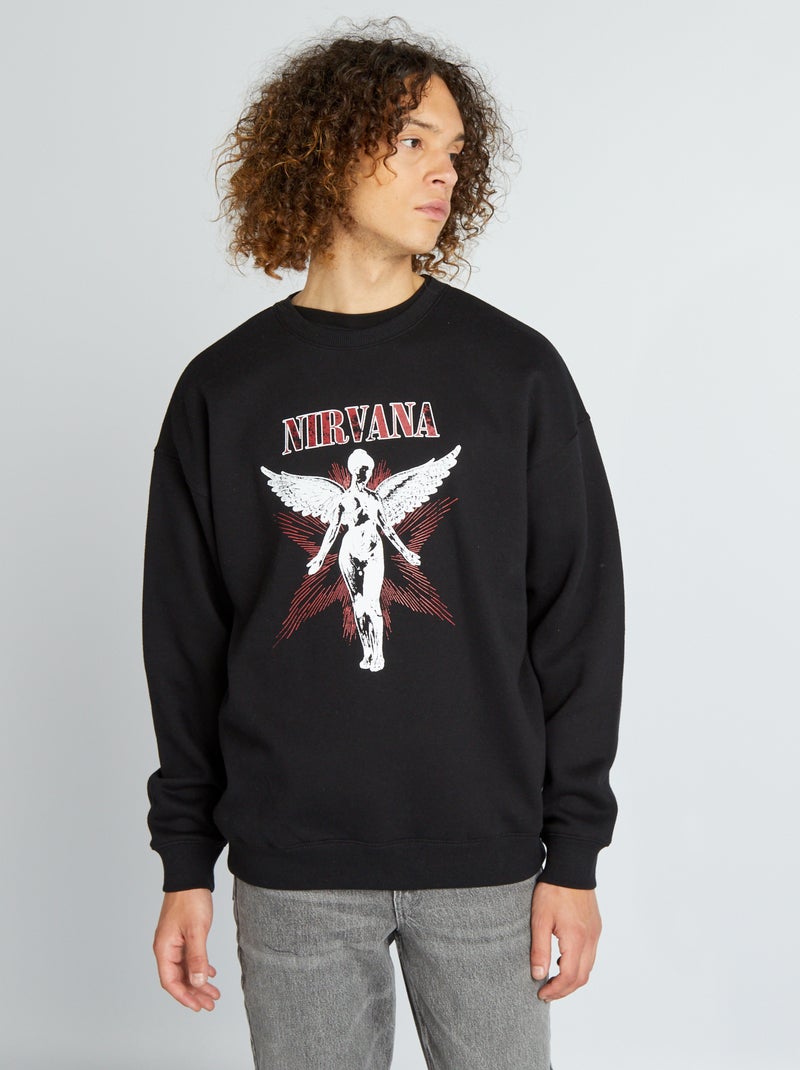 Sweat à col rond 'Nirvana' Noir - Kiabi