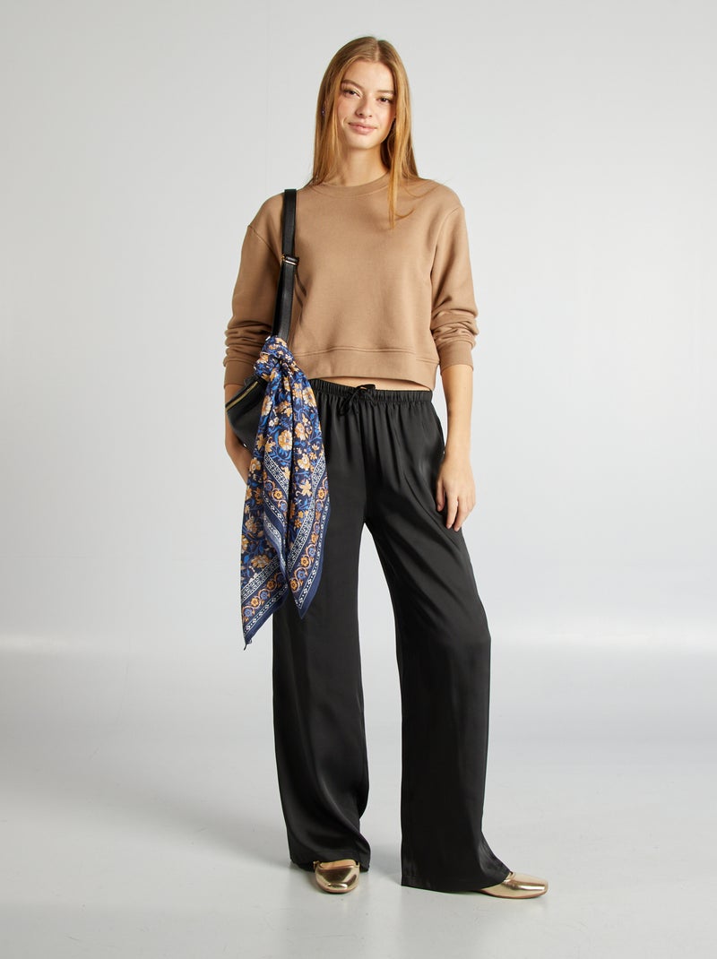 Sweat à col rond uni Beige - Kiabi