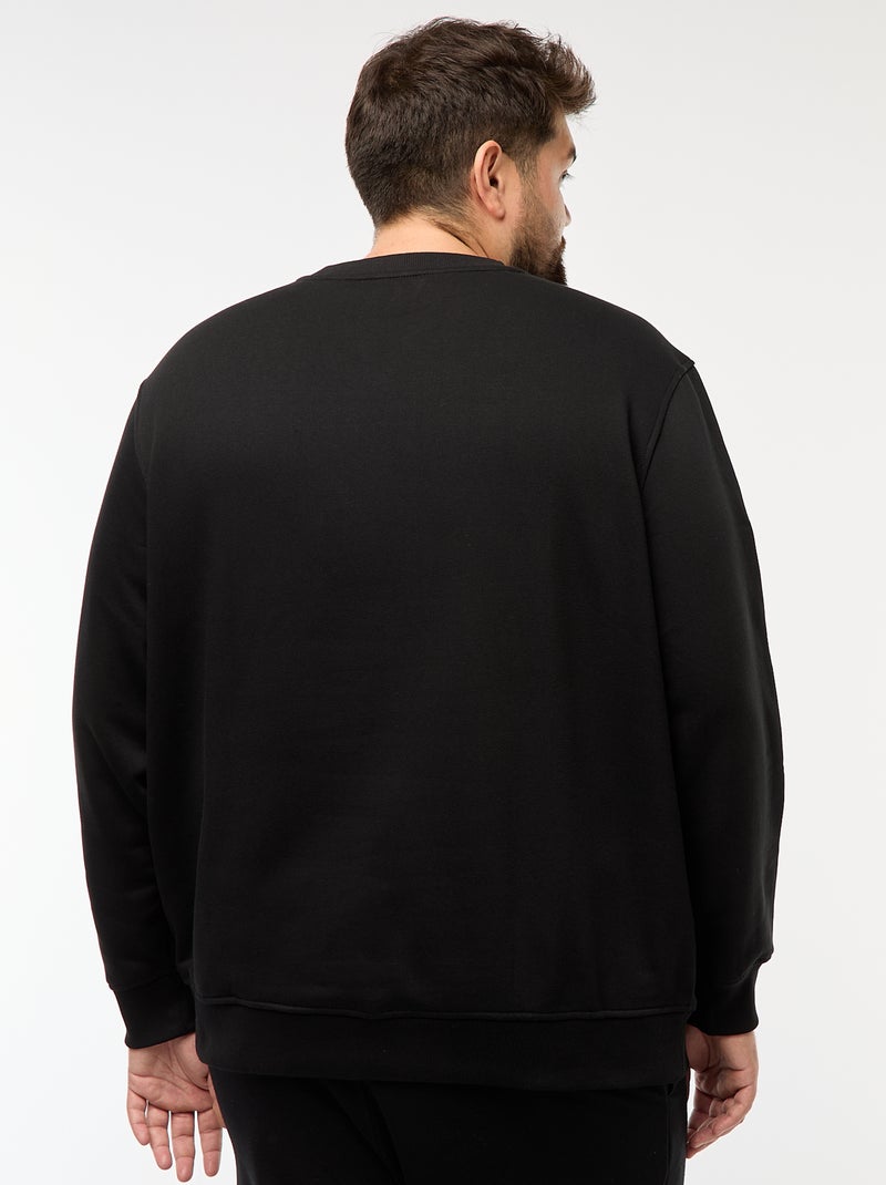 Sweat à col rond uni Noir - Kiabi