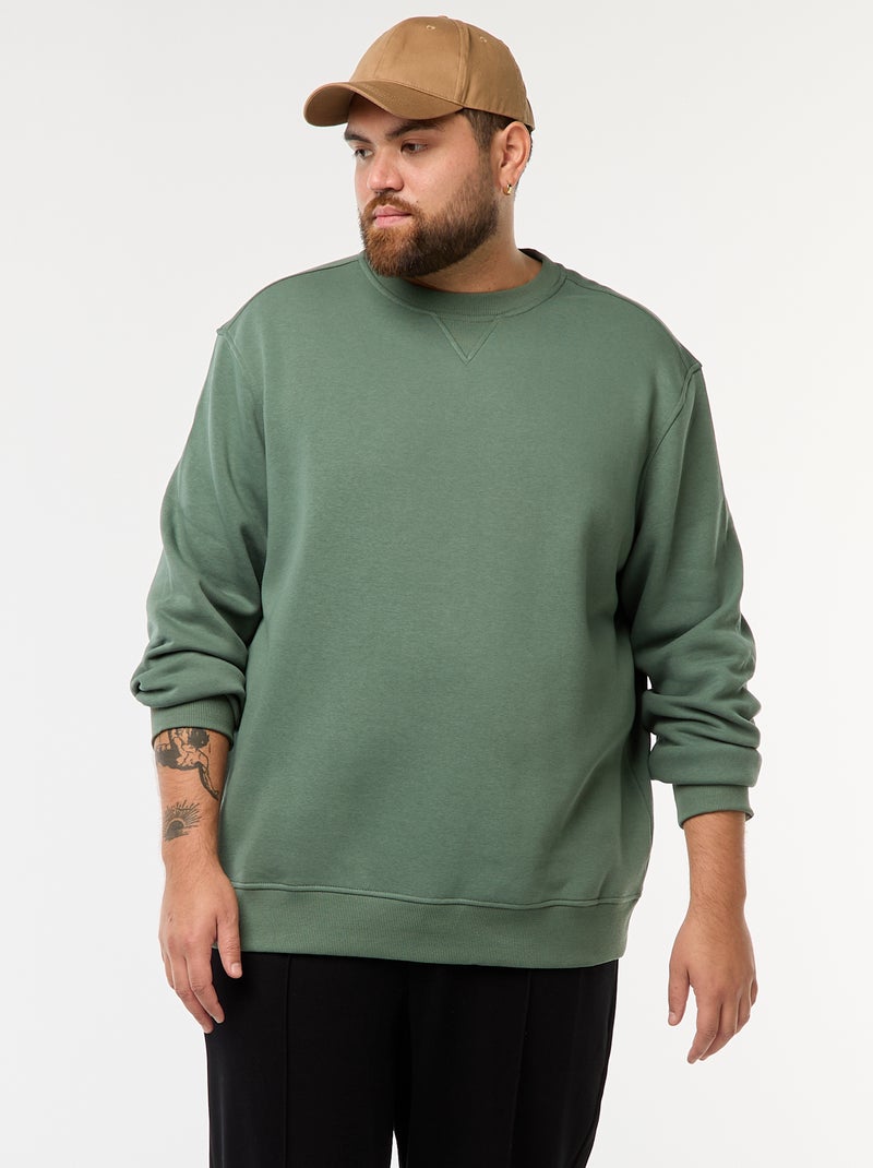 Sweat à col rond uni Vert - Kiabi