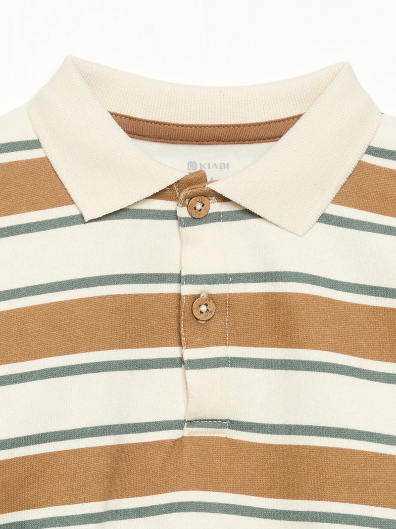 Sweat à manches longues avec col polo Blanc - Kiabi