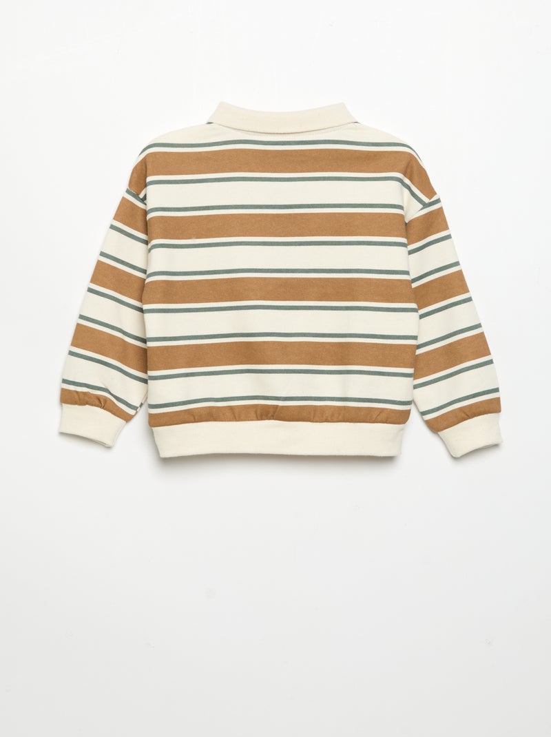 Sweat à manches longues avec col polo Blanc - Kiabi