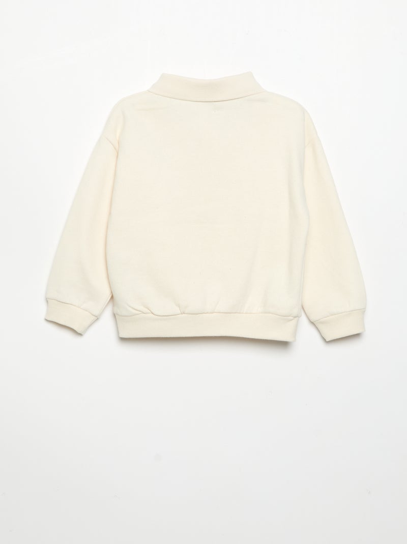 Sweat à manches longues avec col polo Blanc - Kiabi