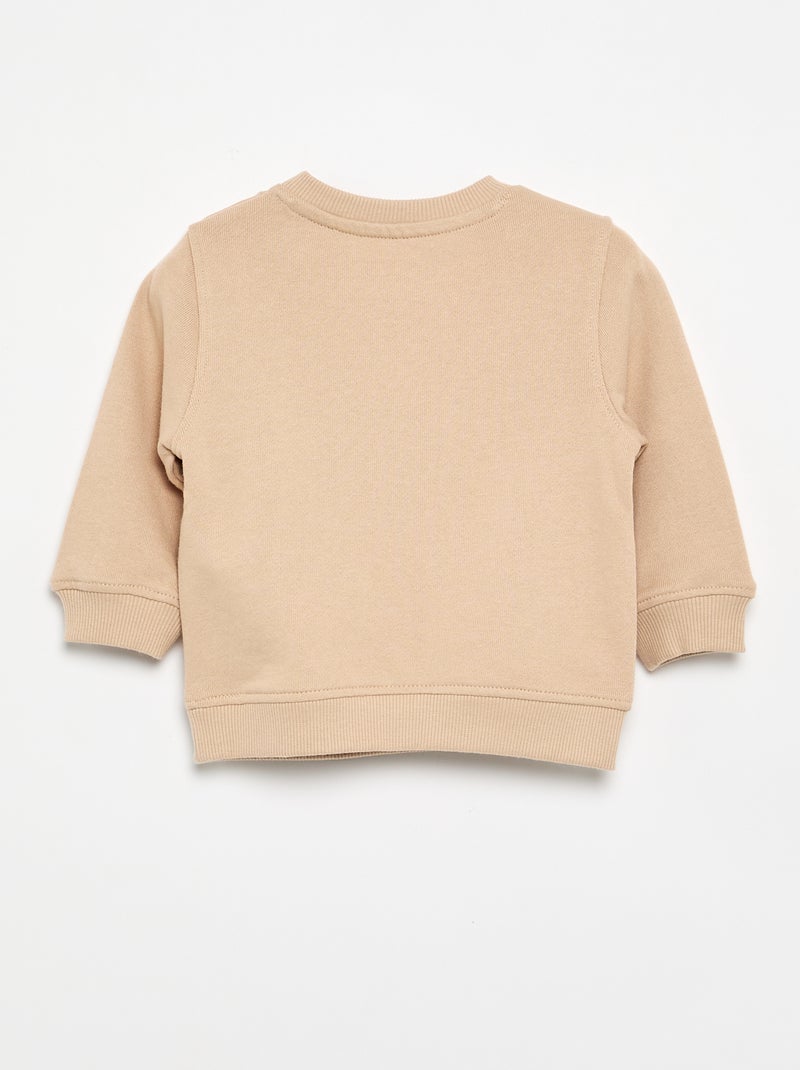 Sweat à manches longues avec imprimé Beige - Kiabi