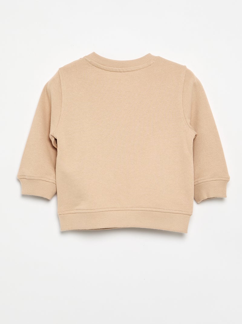 Sweat à manches longues avec imprimé Beige - Kiabi