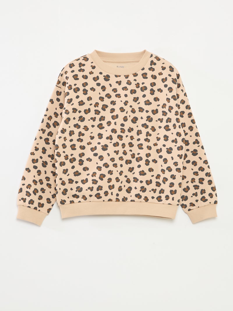 Sweat à manches longues avec imprimé Beige - Kiabi