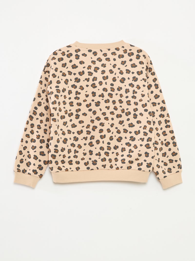 Sweat à manches longues avec imprimé Beige - Kiabi