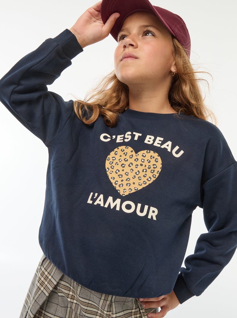 Sweat à manches longues avec imprimé Bleu - Kiabi