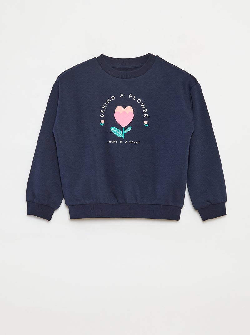 Sweat à manches longues avec imprimé Bleu - Kiabi