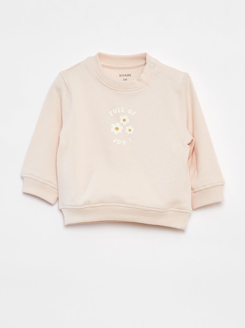 Sweat à manches longues avec imprimé Rose - Kiabi