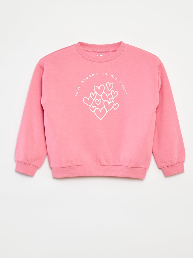 Sweat à manches longues avec imprimé Rose - Kiabi