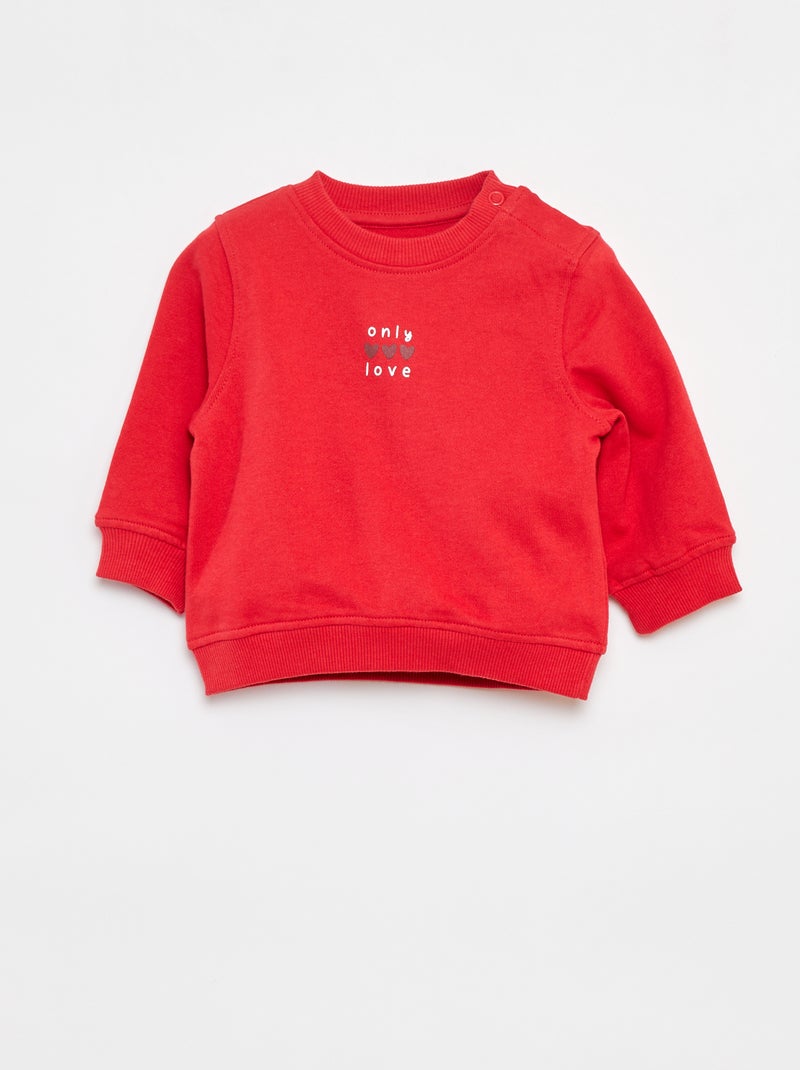 Sweat à manches longues avec imprimé Rouge - Kiabi
