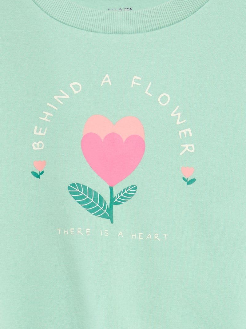 Sweat à manches longues avec imprimé Vert - Kiabi