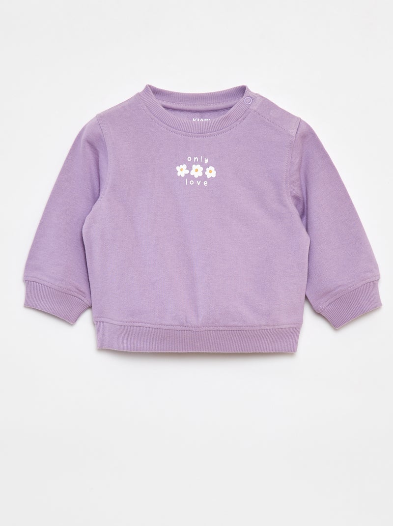 Sweat à manches longues avec imprimé Violet - Kiabi