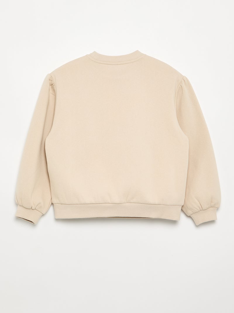 Sweat à manches longues avec nœud Beige - Kiabi